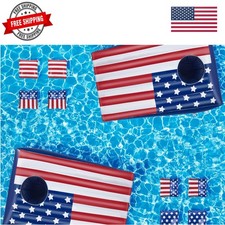 Pool Cornhole Inflatable Bean Bag Toss Game Toy 2 Sets, Independence Day Swim...