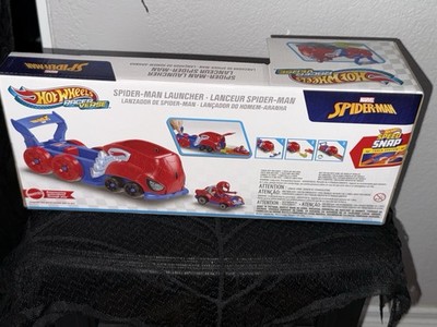 Hot Wheels Lanzador De Spider-Man Con Coche RacerVerse – Vehículo A Gran Escala – Incluye Coche Fundido A Presión – Pista Desplegable – Juguete De Acción Marvel