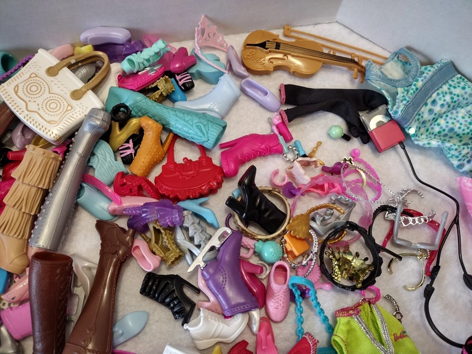 Barbie 2010's Clothes Shoes Jewelry Boots Bags Accessories Lot Over 1 Pound - Image 3 of 4