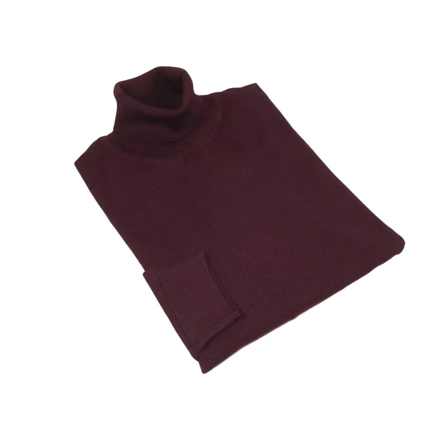 Men PRINCELY Italian Wool Blend Turtle Neck Pullover Slim 84001-80 Wine 410