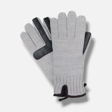 Isotoner Men Gray Stretch Smartouch Knit Ski Warm Winter Gloves One Size