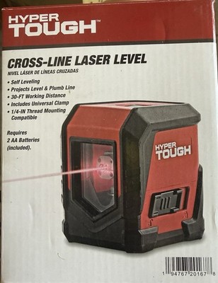 Hyper Tough 30-Foot Cross Line Self-Leveling Laser Level with Clamp