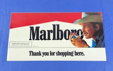 Vintage 80s  Marlboro  Cigarettes Cowboy Thank You  Door Decal Sign New Vibrant