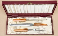 Westall Richardson Carving Set Hollow Ground Sheffield Made Layered Wood Handle