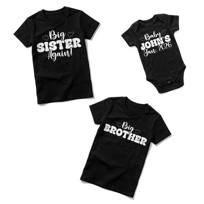 Passende Geschwister T-Shirts | Große Schwester, Bruder & personalisierte Babynamen Weste