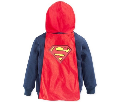 New Caped Superman Full-Zip Fleece Sweatshirt Jacket Hoody Hoodie - Picture 2 of 2