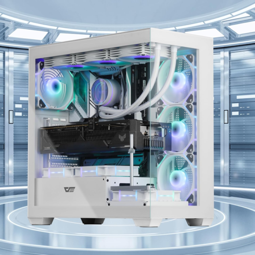 ATX Mid-Tower PC Case, Pre-Install 4 PWM ARGB Fans Computer Case, Full View Dual - Picture 9 of 12
