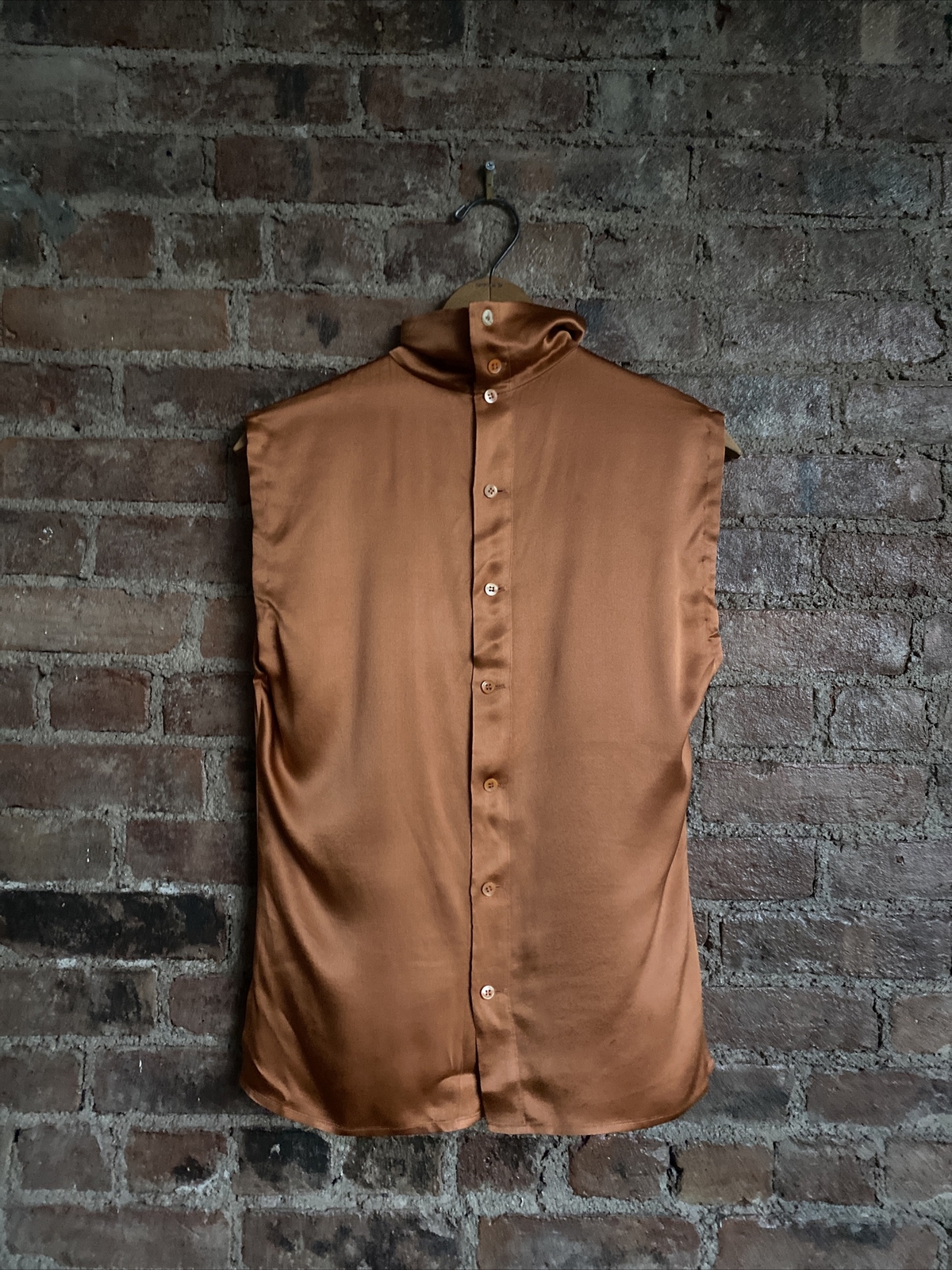 Vintage Calvin Klein Classifications Women’s Button Bk Blouse, Sz 8 Silk Copper image 4