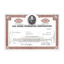 Chase Manhattan Corp. Stock Certificate // 100 Shares // Brown // 1960s-70s
