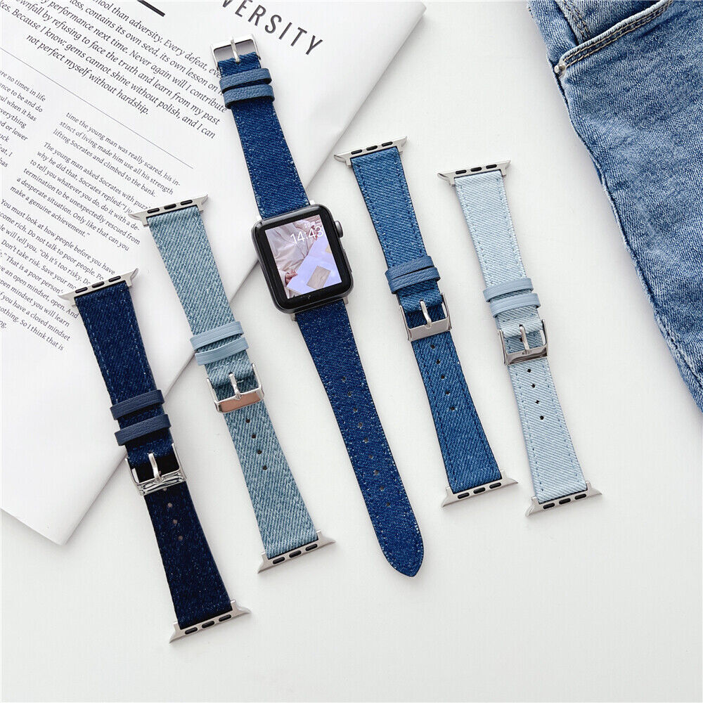 Denim Wrist Band Strap for Apple Watch 9 8 7 6 5 4 SE Ultra 2 40/44/41/45/49mm