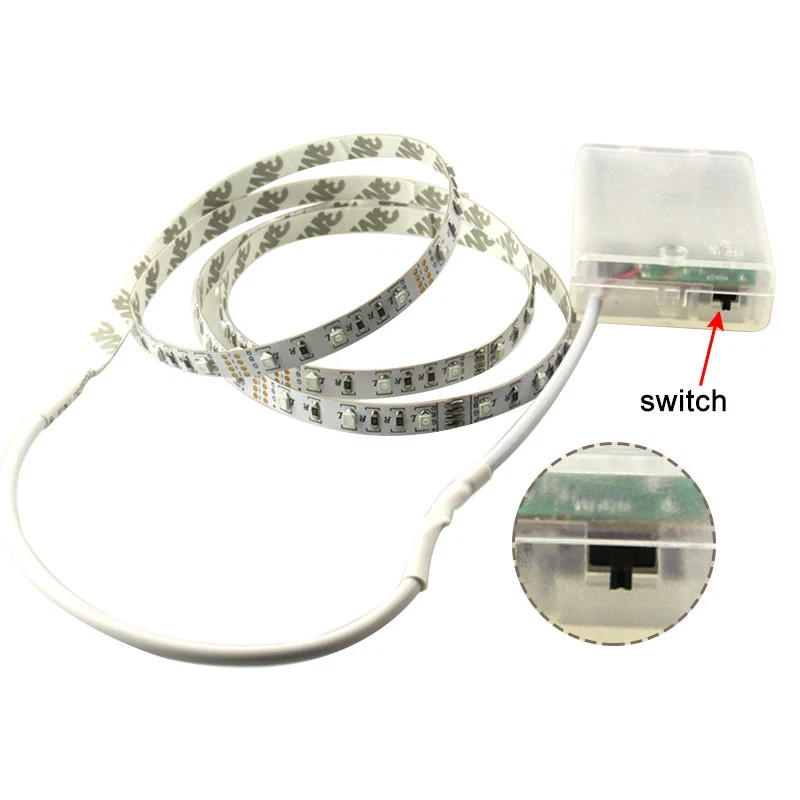 3528 3* AA Battery powered led strip flexible light ribbon tape 1m/2m/3m/4m/5m - Image 2 of 4