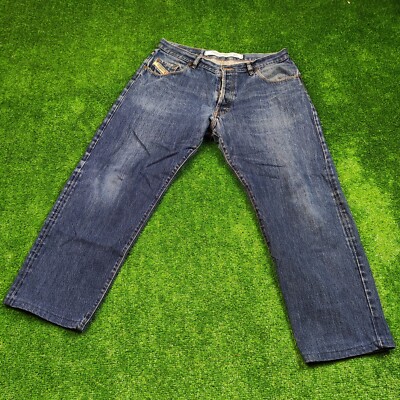Diesel Jeans Mens 34 Denim Button Fly Blue Pocket Outdoors Blue Straight  leg