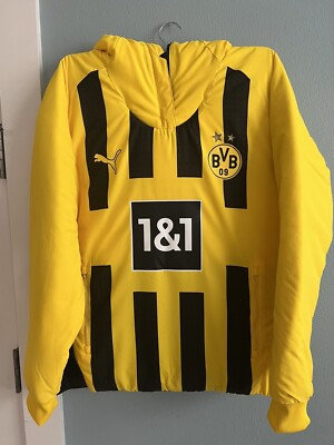 Dortmund BVB Yellow Black Reversible Puffer Jacket Puma Hooded