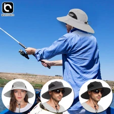 Men Women Wide Brim Bucket Sun Hat Hiking Camping Fishing Boonie UV Protection 