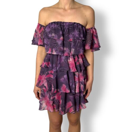 Misa Lucila Floral Mini Dress Tiered Ruffles Off … - image 1