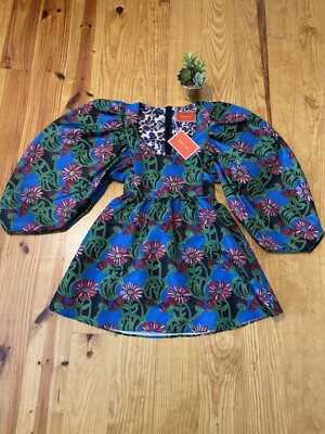 NWT La Double J Dolly Women's Floral Puff Sleeve A-Line Mini Dress Size XS