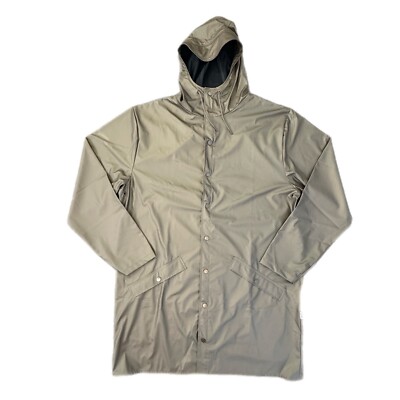 Rains Long Jacket Hooded Raincoat Metallic Bronze Waterproof Unisex Size XL  NEW