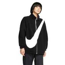 Nike NSW Oversized Swoosh Reversible Sherpa Jacket CZ4063-010 Black Women's M
