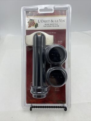 L'objet & Le Vin Wine Bottle Vacuum Sealer Helper Accessory Keep Vino Fresh 
