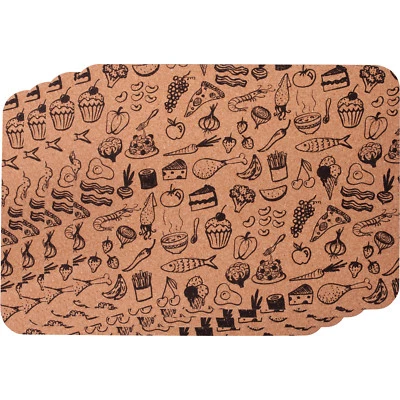 4-tlg. Platzset Tischset Unterlage aus Kork - Motiv Essen 40 x 30 cm - Bild 1 von 2