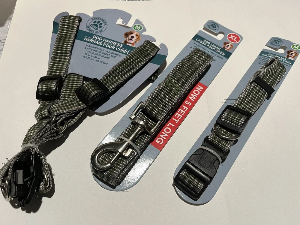 Dog Harness&Leash&Collar Set-Adjustable. Harness (M). Leash (XL) Collar (M) New