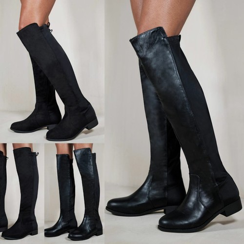wide leg over the knee flat boots
