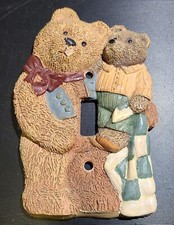 Ceramic Father Son Family 3D Teddy Bear Light Switch Cover Plate Nursery