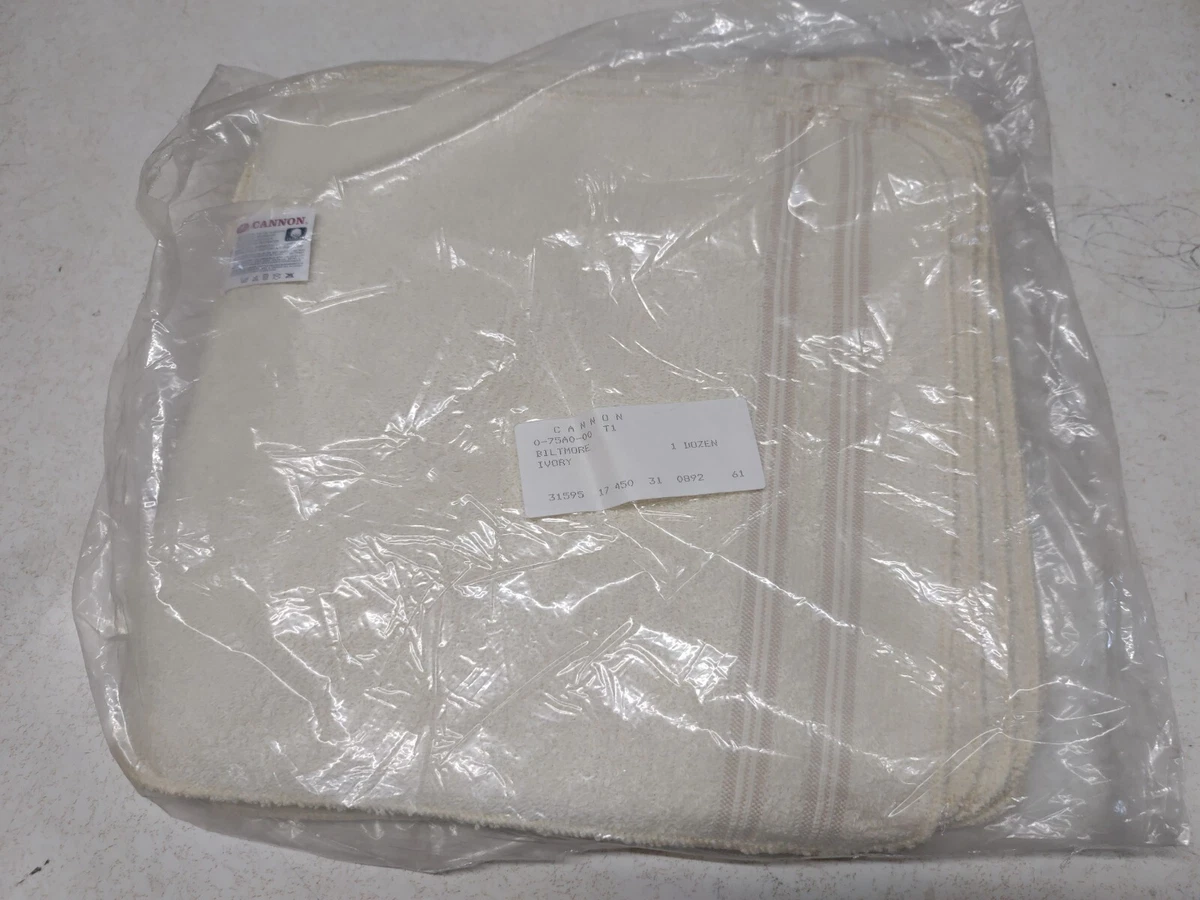 12 Pack Vintage Cannon Biltmore Ivory Wash Clothes Towels New with