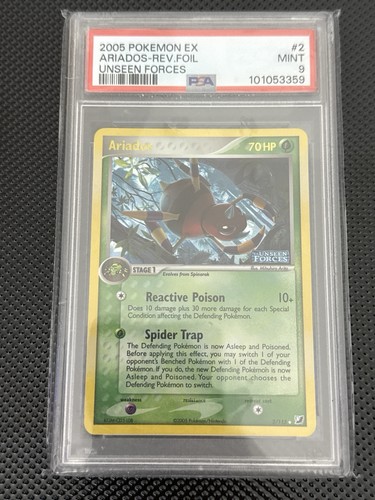 2005 POKEMON EX UNSEEN FORCES #2 ARIADOS-REVERSE FOIL PSA 9