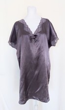 Victoria's Secret Lace Trim V Neck Satin Nightgown Size M / L Gray Vintage