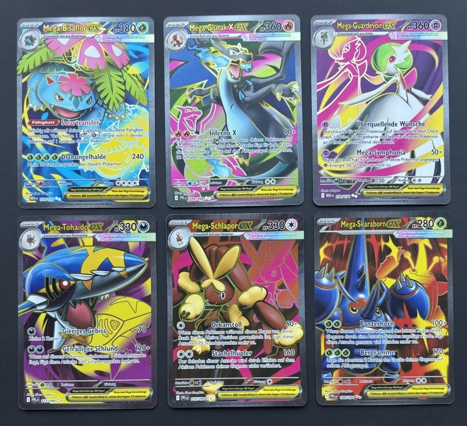 Pokémon Sammlung | Mega Fullart Set ex x6 | Glurak / Bisaflor etc | Deutsch