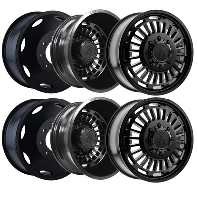(Set-6) Arena Dually Tactic 22x8.25 8x210 -220mm Satin Black Wheels Rims 22 Inch
