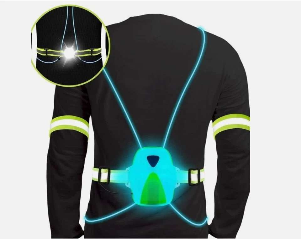 Colete reflexivo de LED. USB recarregável. Alta visibilidade para corredores, caminhantes, etc. - Imagem 2 de 4