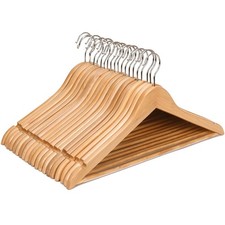 Wooden Coat Hangers, 20 Pack High Grade 17.5 Inch Wood Suit Hangers with Non ...