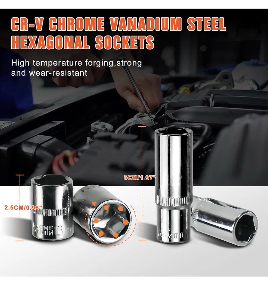 53PCS 1/4" Drive Socket Set Ratchet Wrench Bits Spanner Auto Car Repair Tool Kit - Image 3 of 4