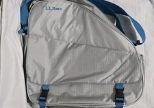 L.L. Bean Ice Skating Bag Gray Blue Trim Figure Hockey Skate Carrier Tote Travel