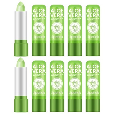 Ownest 10 Pcs Aloe Vera Lip Balm, PH Color 10 count (Pack of 1), 10 pcs