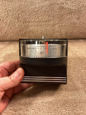 #ad Vintage MCM Westclox Barometric Pressure Gauge Weather Humidity Black Wall EUC $45.49