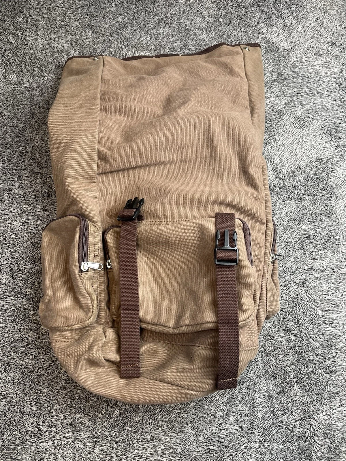 ThinkGeek "Backpack of Holding" – Tan/Brown Canvas Travel & Gaming Backpack