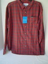 NEW MENS COLUMBIA RED PLAID VAPOR RIDGE LONG SLEEVE SHIRT SIZE XL