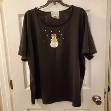 The Quacker Factory sz 3X Christmas sweater snowman short slv festive holiday