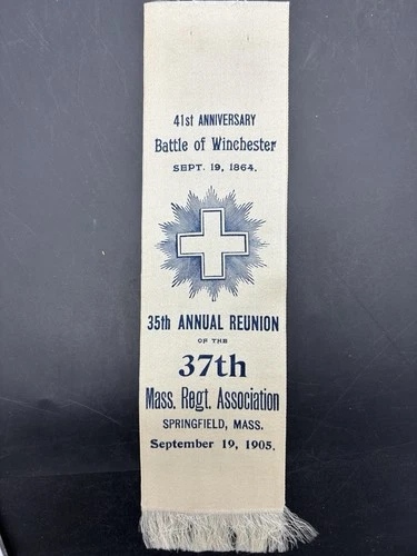 1864 Civil War Reunion Ribbon Battle of Winchester 27th Massachusetts Reg 1905