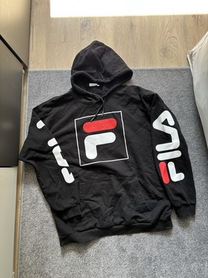 Fila Herren Pullover Größe XL Schwarz mit Logo Baumwolle Hoodie