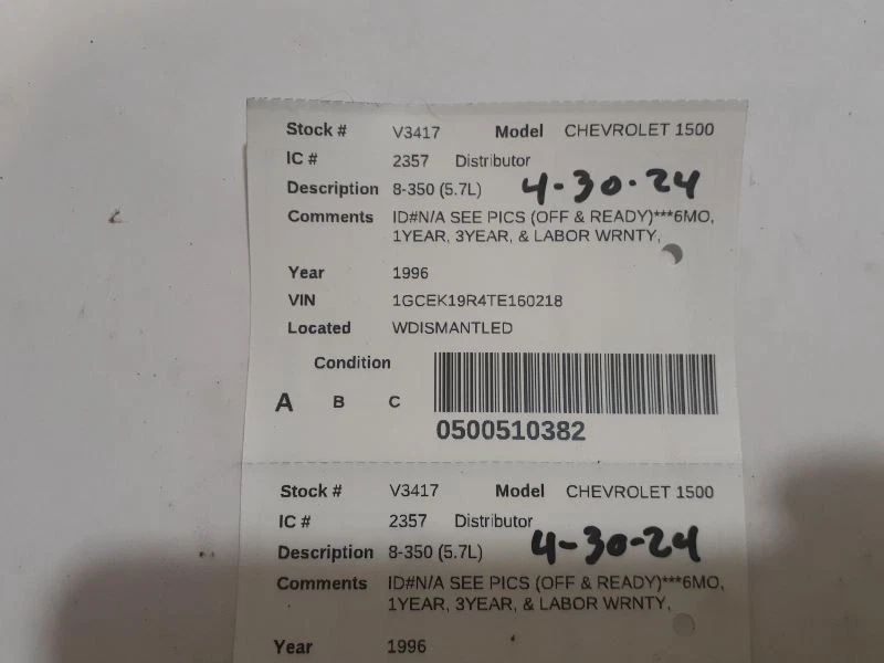 Distribuidor 8-305 se adapta a furgoneta 96-02 Express 1500 1893179 Foto 4 de 4