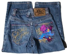 Y2K Phat Farm Girls Denim Skater Jeans Heavily Embroidered Baggy Kids Size 5