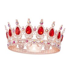 YOUlDIANZI Queen Crown Rhinestone Wedding Crowns and Tiaras Red Crystal Crown