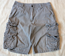 Plugg VTG Cargo Shorts Y2K Gray Faded Heavy Cotton Canvas Size 31
