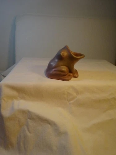 ANTIQUE NILOAK ART POTTERY "Figural 3" Frog Ash Receiver" OZARK DAWN GLAZE VG