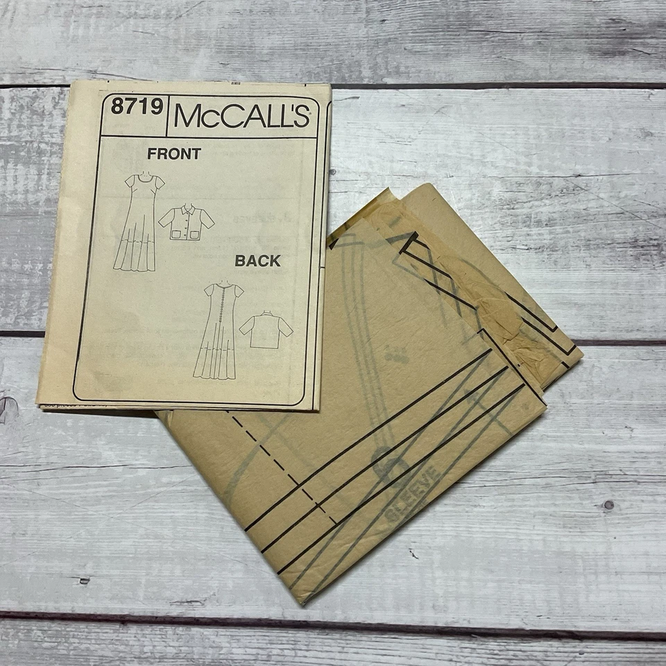 McCalls 8719 Sewing Pattern Dress Scoop Neck Midi Short Jacket Miss 20-24 UNCUT - Image 3 of 4