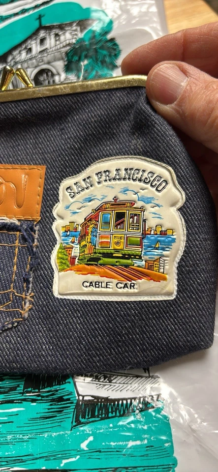 Комплект из 2 винтажных джинсовых клатчей San Francisco кошелек для монет, пластиковая сумка для покупок - Изображение 3 из 4